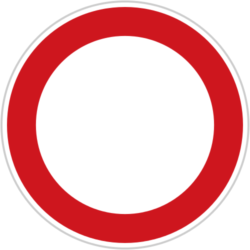Dopravn� zna�ka: B 1 Z�kaz vjezdu v�ech vozidel (v obou sm�rech)