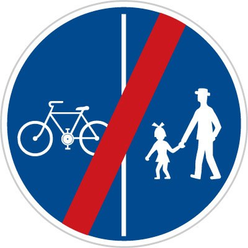 Dopravn znaka: C 10b Konec stezky pro chodce a cyklisty dlen