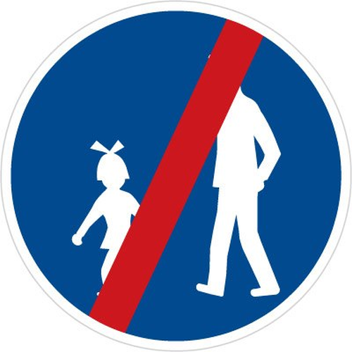 Dopravn znaka: C 7b Konec stezky pro chodce