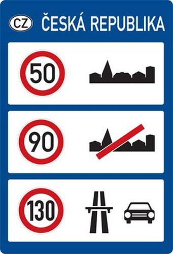 Dopravn� zna�ka: IP 28b Nejvy��� dovolen� rychlosti