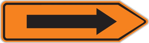 Dopravn znaka: IS 11c Smrov tabule pro vyznaen objky