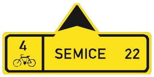 Dopravn� zna�ka: IS 19a Sm�rov� tabule pro cyklisty (p��mo)