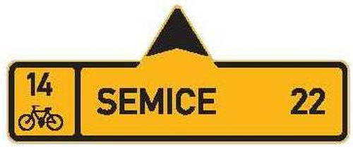 Dopravn� zna�ka: IS 19a Sm�rov� tabule pro cyklisty (s jedn�m c�lem)