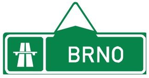 Dopravn� zna�ka: IS 1a Sm�rov� tabule pro p��jezd k d�lnici (p��mo)