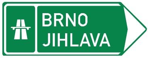 Dopravn� zna�ka: IS 1c Sm�rov� tabule pro p��jezd k d�lnici (vpravo)