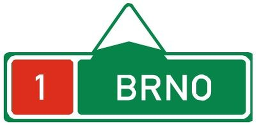 Dopravn� zna�ka: IS 1d Sm�rov� tabule p�ed n�jezdem na d�lnici (p��mo)