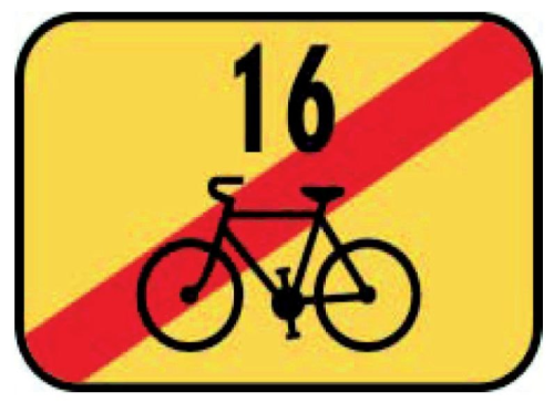 Dopravn znaka: IS 21d Konec cyklistick trasy