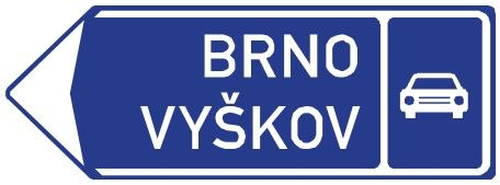 Dopravn� zna�ka: IS 2b Sm�rov� tabule pro p��jezd k silnici pro motorov� vozidla (vlevo)