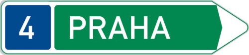 Dopravn znaka: IS 2c Smrov tabule pro pjezd k silnici pro motorov vozidla (s jednm clem)
