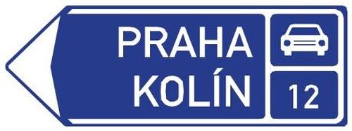 Dopravn� zna�ka: IS 2e Sm�rov� tabule p�ed n�jezdem na silnici pro motorov� vozidla (vlevo)