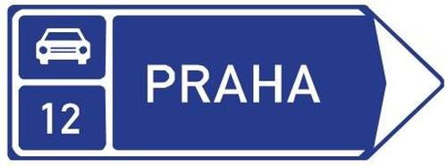 Dopravn� zna�ka: IS 2f Sm�rov� tabule p�ed n�jezdem na silnici pro motorov� vozidla (vpravo)