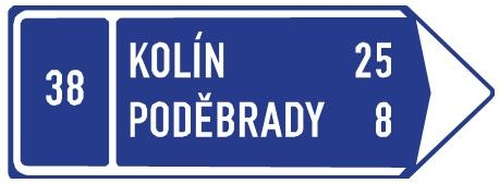 Dopravn� zna�ka: IS 3c Sm�rov� tabule s c�lem (vpravo)