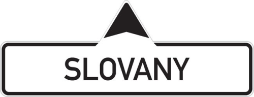 Dopravn� zna�ka: IS 4a Sm�rov� tabule (s jedn�m m�stn�m c�lem)