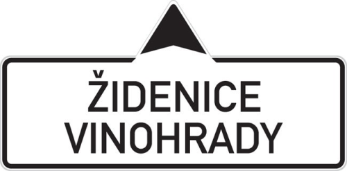 Dopravn� zna�ka: IS 4b Sm�rov� tabule (s dv�ma m�stn�mi c�li)