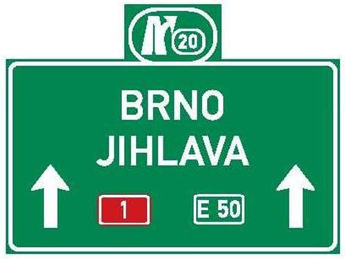 Dopravn znaka: IS 6e Smrov nvst pro smr pmo