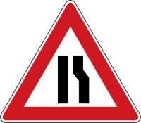 Dopravn znaka: A 6b Zen vozovka (z jedn strany)