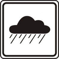 Dopravn znaka: E 6 Za mokra (za det)