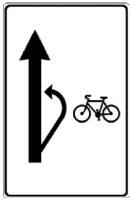 Dopravn znaka: IS 10e Nvst doporuenho zpsobu odboen cyklist vlevo