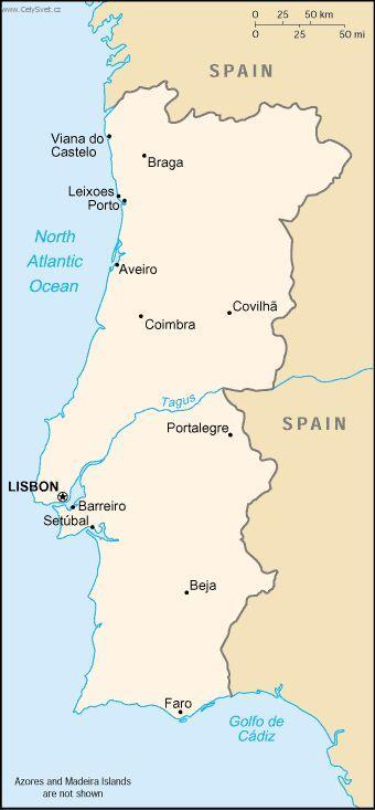 Foto: Portugalsko-politick� mapa
